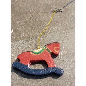 Vintage wooden rocking horse toy ornament Xmas decor
